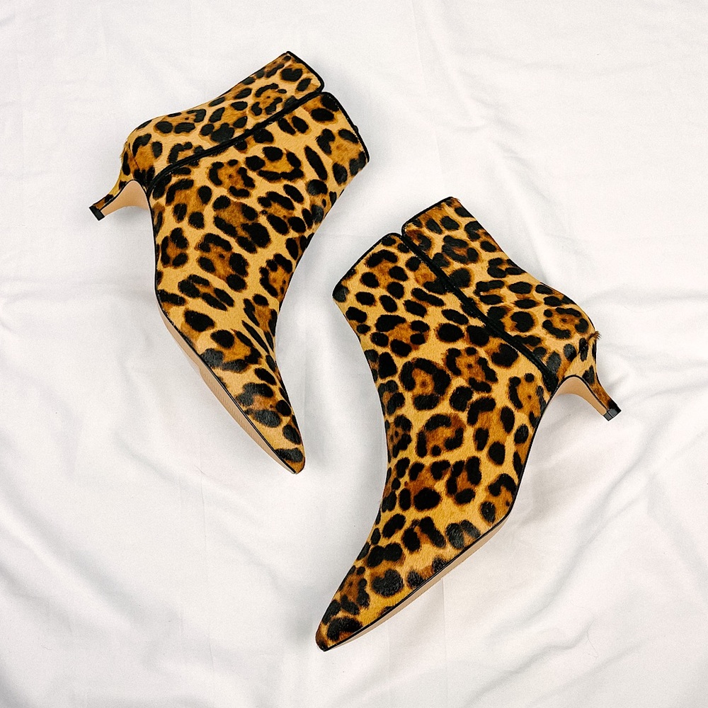J.Crew Fiona Kitten-heel Ankle Boots in Leopard Calf Hair Sz8